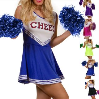 High School Musical Cheer Leader Leading Girl Uniform Costume Outfit Pom Poms