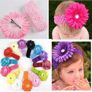 Baby Girl Crochet Headband Hair Band with Daisy Flower 14 Colors Best Seller TCQ