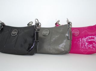 Coach Signature Patent Leather Bag Grey Pink Black