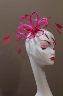 New Hot Pink Feather Fascinator Hat Wedding Races