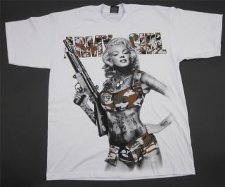 Marilyn Monroe T Shirt Camouflage Army Gun Grafitti Art Tattoo Tee XL 4XL White