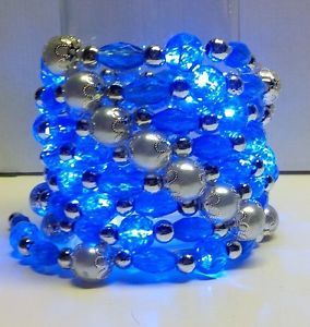 New Blue Pre Lite LED Lighted Bead String Garland 8 feet long Party / Wedding