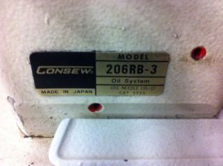 Consew 206RB 3 Long Arm Walking Foot Sewing Machine Complete w Table Motor