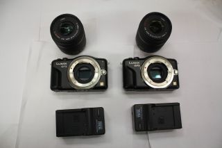 Lot of 2 Panasonic Lumix DMC GF3K Cameras w ASPH 14 42mm Lens as Is