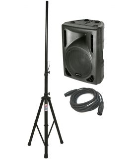 Gemini DJ Pro Audio DRS 15P Powered 1200W 15" PA Speaker Tripod Stand XLR Cable