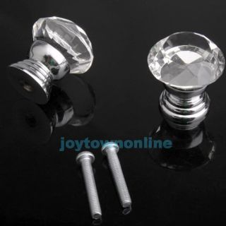 10 Pcs 30mm Diamond Shape Crystal Glass Knobs Cabinet Drawer Door Pulls Handles