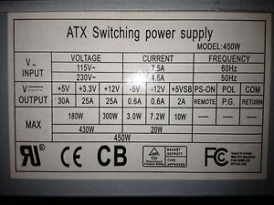 450 Watt ATX Power Supply
