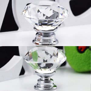 New 10 Pcs Diamond Shape Crystal Glass Cabinet Knob Cupboard Pull Handle EP98