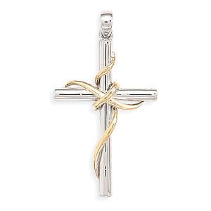 14k Gold Plate Sterling Silver Cross Necklace Pendant