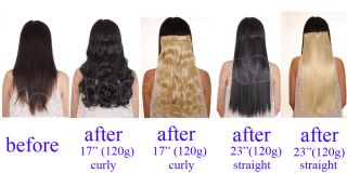 23" 24" 26" 3 4 Full Head Clip in Synthetic Hair Extensions Human Made Hair Topa