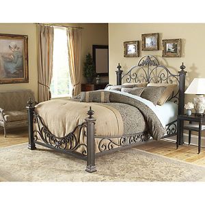 Queen Size Baroque Bed Frame with Headboard Footboard and Side Rails