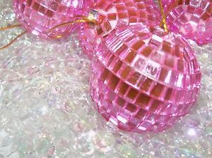 6 Pack 2 inch Pink Disco Mirror Balls Christmas Ornaments Wedding Party Decor
