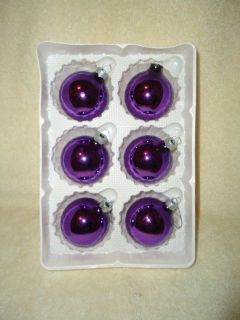 6 Beautiful 2" Deep Puple Glass Christmas Ornaments Balls Decor by Krebs USA