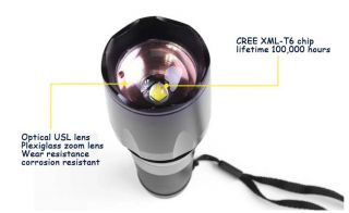 Black 1800 Lumen Zoom CREE XM L T6 LED Flashlight Torch Lamp Light 18650 3 AAA