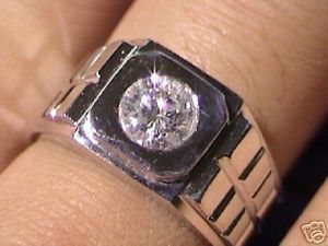 1 01 Ct Men's Diamond Solitaire Ring 14k White Gold