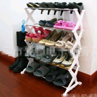 5 Tier Foldable Stainless Steel Shoe Rack Home Organization Housekeeping Compac
