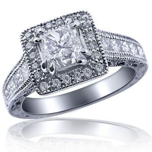 1 86 Ct 1 01 100 Natural Princess Excellent Cut Diamond Engagement Ring 18K