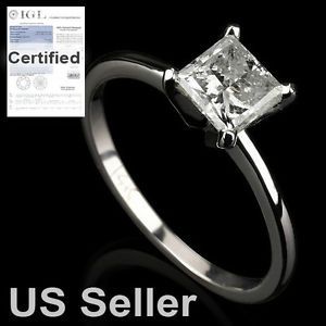 1 01 Ct E I1 Certified Diamond Engagement Ring Princess Cut Solitaire 14k Gold