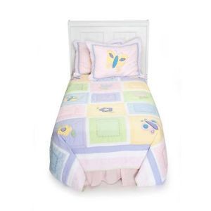 Pink and Purple Butterfly Flowers 3P Girls Full Size Discounted Kids Bedding Set