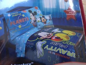 Disney Kids Mickey Mouse Space Adventure 4pc Toddler Bed Bedding Sheet Set New