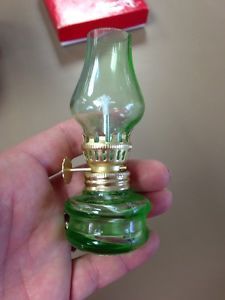 Green Glass Mini Hurricane Oil Lamp