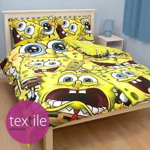 Spongebob Heads Yellow Kids Reversible Double Duvet Quilt Cover Bedding Set