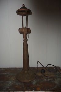 Antique 1920's Bronzed Cast Iron Lamp Base for Slag Glass Reverse Painted Shade