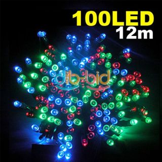 12M 100 Multicolor Colorful LED Light Solar String Lamp Festival Deco Garden 04