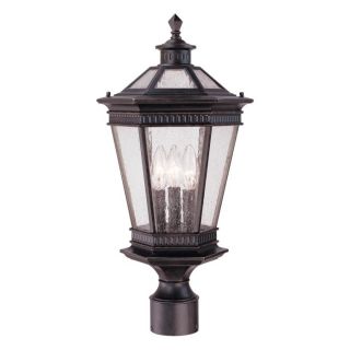 New Dolan 3 Light MD Outdoor Post Lamp Lighting Fixture Black Bronze Clear