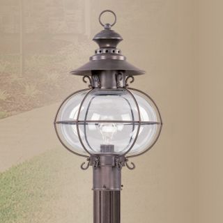 New 1 Light Nautical Outdoor Post Lamp Lighting Fixture Bronze Glass Livex