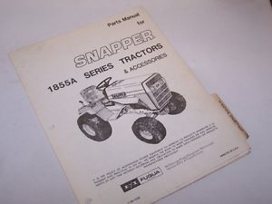 Snapper 1855A Series Lawn Garden Tractor and Accessory Parts Book Manual Catalog