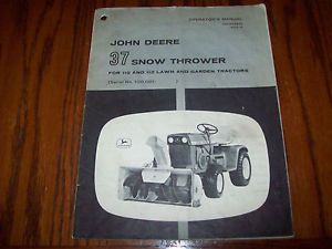 John Deere 37 Snow Thrower 110 112 Lawn and Garden Tractors Operators Manual