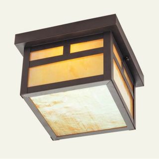 New 1 Light Mission Outdoor Flush Ceiling Fixture Bronze Tiffany Glass Livex
