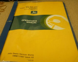 John Deere 425 and 445 Lawn and Garden Tractor Operator's Manual OMM117697