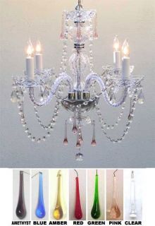 4 Light Chandelier Your Choice of Colored Crystals Bedroom Dining or Living Room