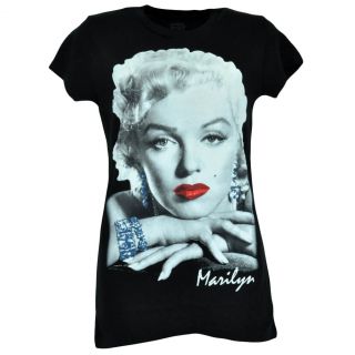 Marilyn Monroe Face Tshirt Women Ladies Black Shirt Signature Fashion Tee