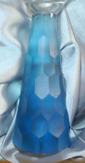 Artland Crystal 2 Stylish Hexagon Cut Blue Stem Cocktail Martini Glasses BNIB