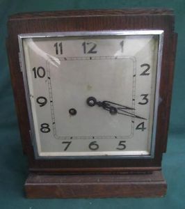 Vintage Foreign Art Deco Mantle Wind Up Clock Works Chimes Key Complete Mantel