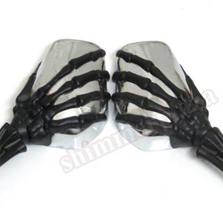 Skeleton Skull Hand Mirrors for Harley Dyna Softail Sportster XL Road Glide King