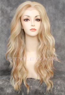 Long Wavy Lace Front Heat OK Pale Strawberry Blonde Mix Wig Sayv 613 27
