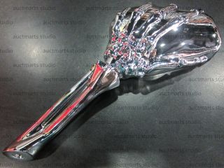 Fit Universal Chopper Harley Davidson Skeleton Hand Side Mirrors Set Chrome A