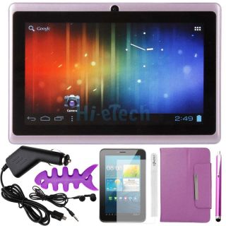 Purple New 7" A13 4GB Capacitive Android 4 0 Camera Tablet Bundle 7 Accessories