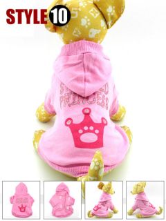 Various Dog Hoodie Hooded T Shirt Tee Puppy Small Dog Pet Clothes XS s M L