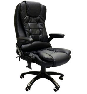 Luxury Leather Office Chair with 6 Point Massage Unique Design Reclining 8 Modes