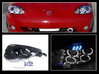 01 05 Mazda Miata MX5 Chrome Halo Projector Headlights LED Fog Lamps