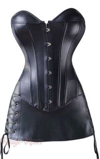 Sexy Gothic Leather Corset Bustier Skirt Lingerie XXL 2X Plus Sz V917 K