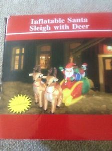 Inflatable Santa Sleigh with Deer Over 8 Feet Long Christmas Yard Decoration