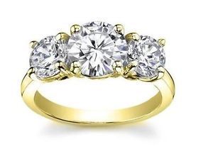 Three Stone Diamond Ring Yellow Gold