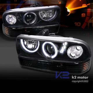 4pcs 98 04 Chevy S10 Blazer Halo SMD LED Projector Headlights Bumper Lamps Black