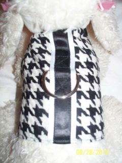 Dog Cat Ferret Harness Black White Houndstooth Vest